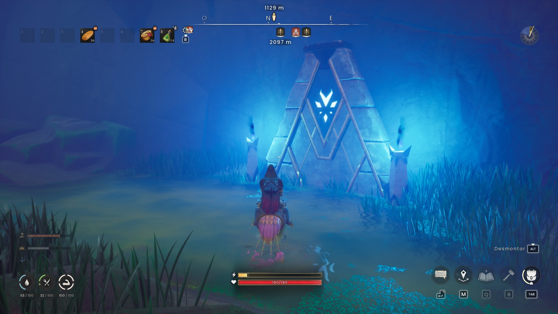 Entrada de la cámara con sus llamas azules