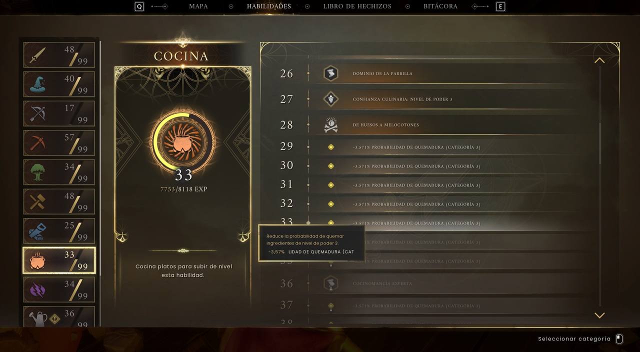 Hitos de Cocina en Dragonwilds entre los niveles 26 y 37