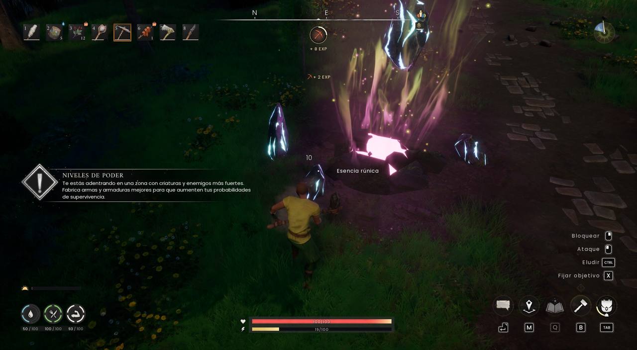 Géiser de esencia rúnica y aviso de niveles de poder en Dragonwilds