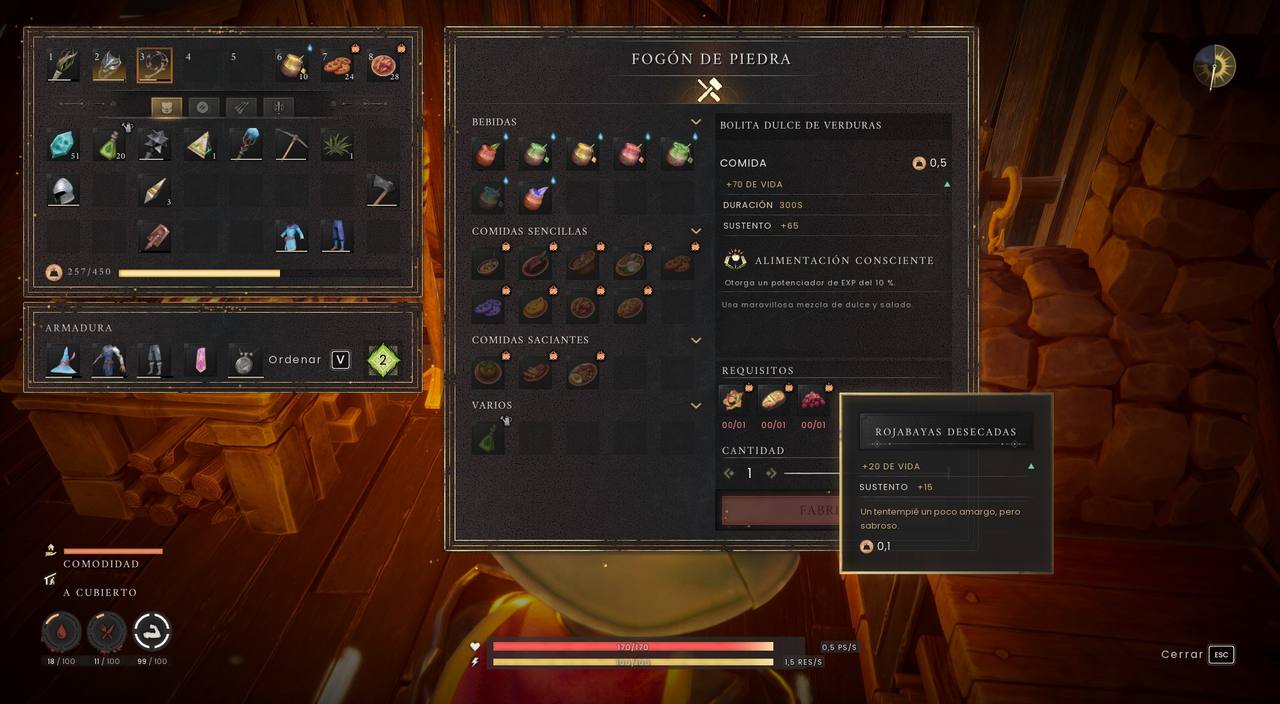 Recetario del fogón de piedra en Dragonwilds