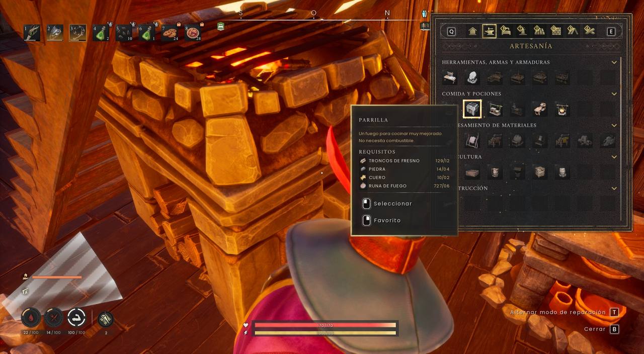 Ficha de la parrilla en Dragonwilds, que no necesita combustible